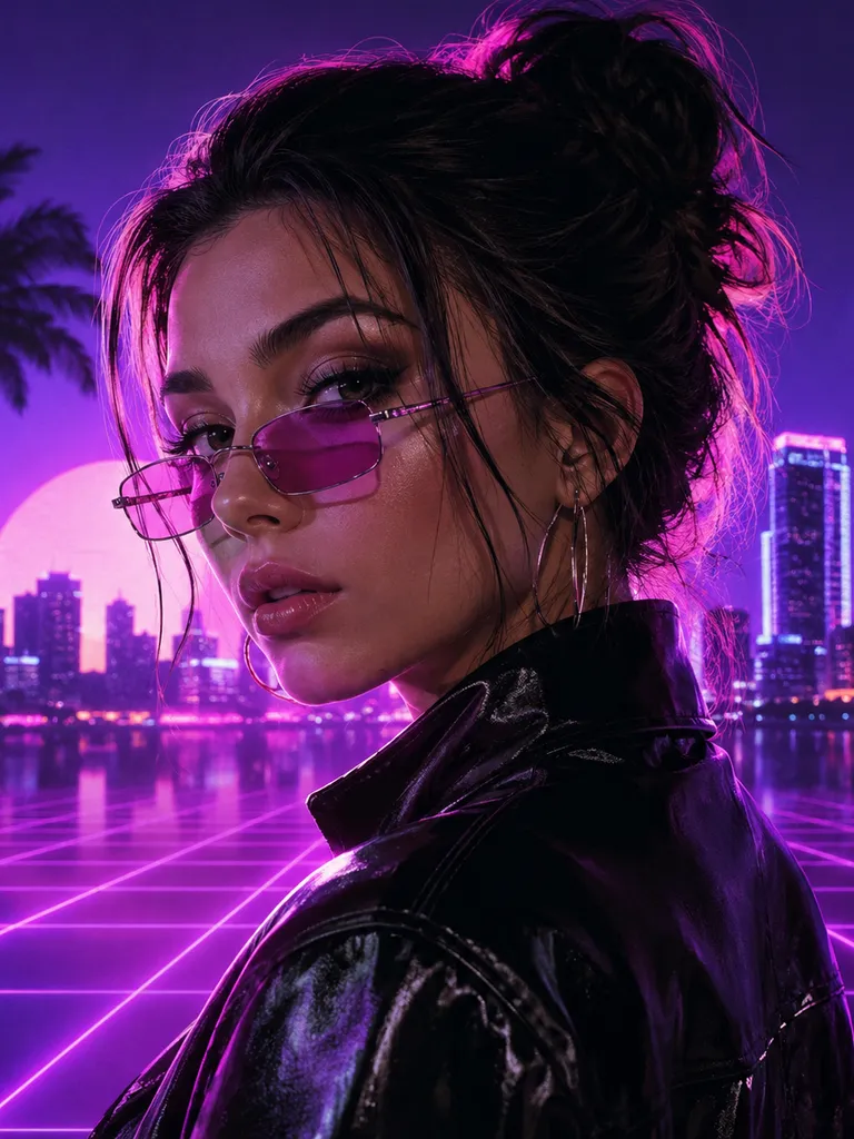 Пример: ии фото в стиле synthwave